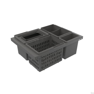 Contenedor de reciclaje Cube Basic Low Eco 600, gris oscuro