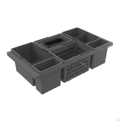 Contenedor de reciclaje Cube Basic Low Eco 800, gris oscuro