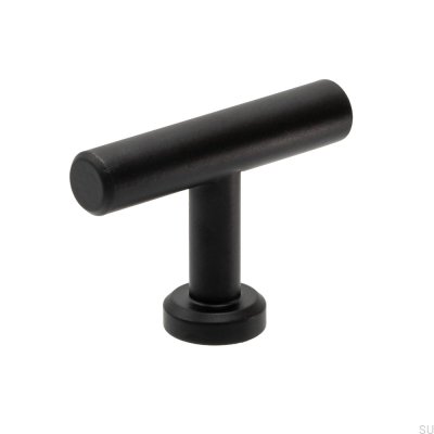 Pomo para mueble T-Bar Viva, acero negro mate