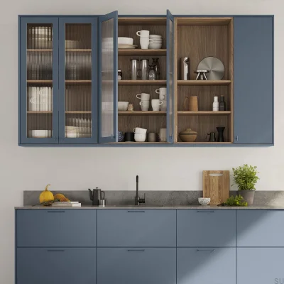 Tirador para mueble rectangular Viva 160 acero Storm Blue