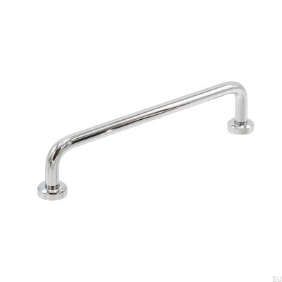 Tirador para mueble rectangular Viva 128, latón cromado pulido