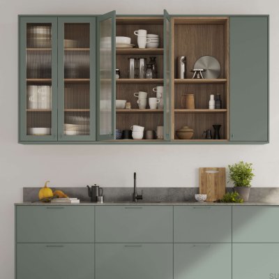 Tirador para mueble alargado Viva 128, acero verde