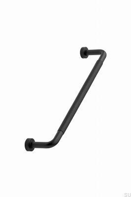 Tirador para muebles Lounge 160 de metal negro mate con piel negra