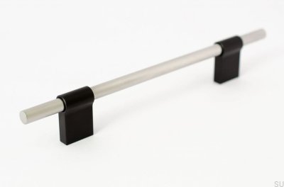 Tirador para mueble alargado Line Mix 128 Acero cepillado y negro
