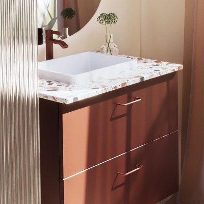 Tirador para mueble oblongo Thread 128 de metal Marrón Rojizo