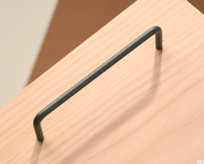 Tirador para mueble oblongo Thread 128 de metal Verde Ceniza