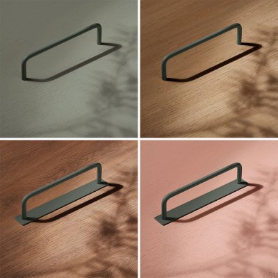 Tirador para mueble oblongo Thread 128 de metal Verde Ceniza