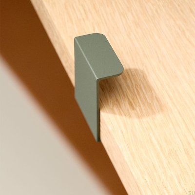 Tirador para mueble Hide 40 edge, metal verde ceniza
