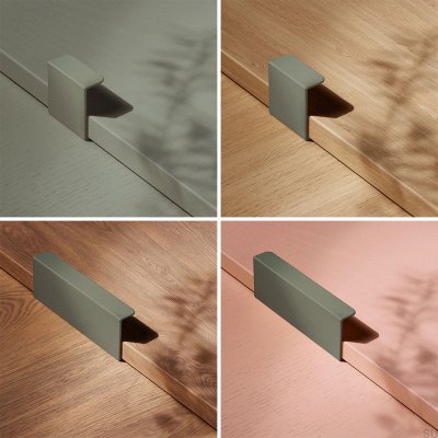 Tirador para mueble con borde metálico Hide 120 Verde Ceniza