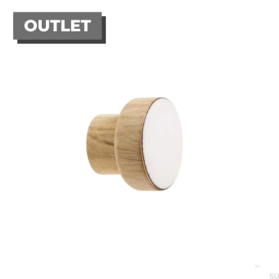 Pomo para mueble Simple, Madera, Esmaltado, Blanco, Óleo, Blanco
