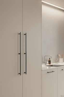 Tirador para mueble rectangular Villa Long 640 níquel negro