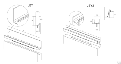 Tirador para borde de mueble Jey2 997 Aluminio dorado