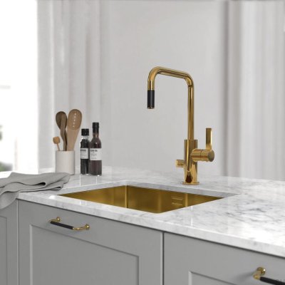 Grifo de cocina con caño extraíble ARM577 Miel Oro Latón