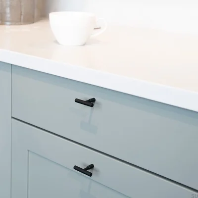 Pomo para mueble T-Bar Spira, acero negro mate