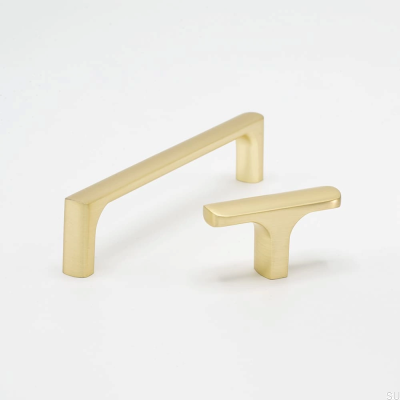Tirador para mueble rectangular Ethel 128 oro cepillado