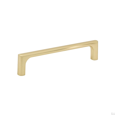 Tirador para mueble rectangular Ethel 128 oro cepillado