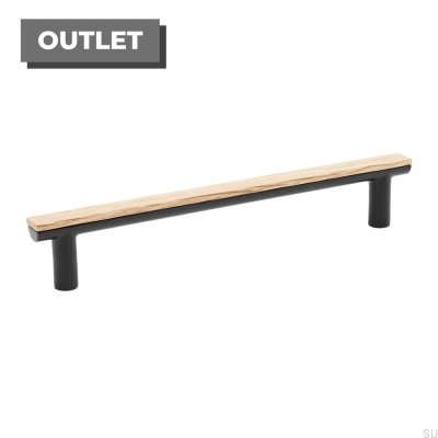 Tirador para mueble alargado Bis 160 Negro con madera de Roble
