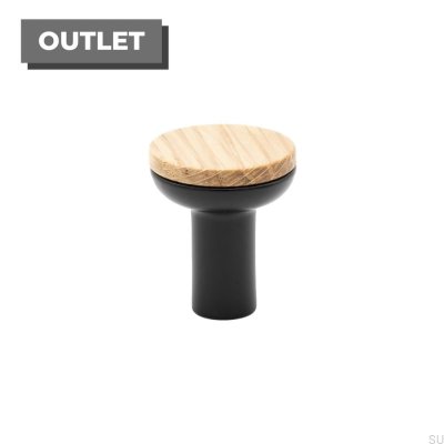 Pomo para mueble Bis Negro con Madera de Roble