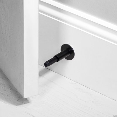 Tope de puerta de pared de acero negro en forma de cruz