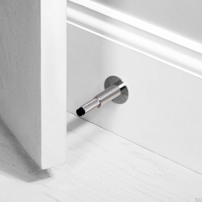 Tope de puerta de pared de acero plateado en forma de cruz