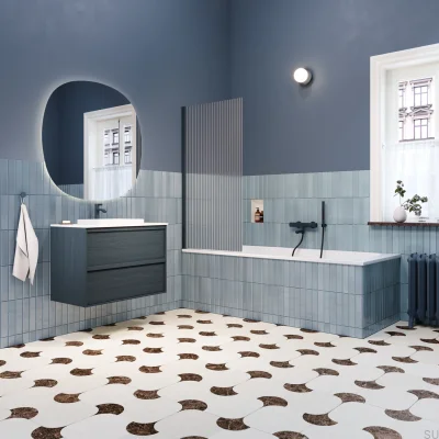  Grifo termostático para baño y ducha EVM026-150 Latón Azul Profundo