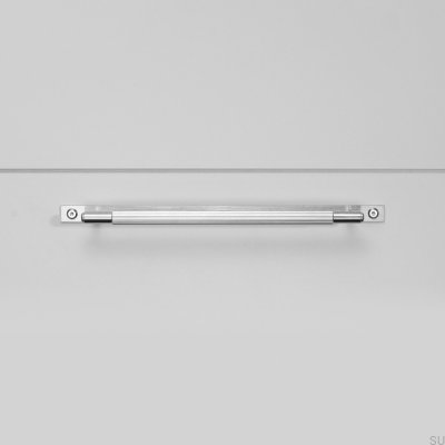 Tirador para muebles alargado de placa lineal de acero 225 plateado con almohadilla