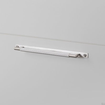 Tirador para muebles alargado de placa lineal de acero 225 plateado con almohadilla