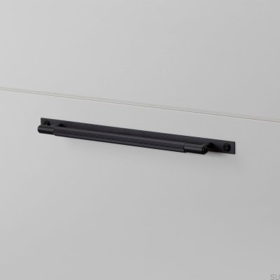 Tirador para muebles alargado de placa lineal de acero 225 negro con almohadilla