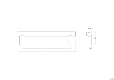Tirador alargado para muebles Moon 320 de aluminio y plata