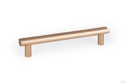 Tirador alargado para muebles Moon 160 de aluminio cepillado dorado y cava