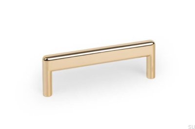 Tirador alargado para muebles Beam 96 de metal dorado pulido