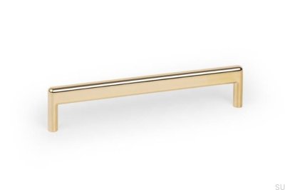 Tirador alargado para muebles Beam 160 de metal dorado pulido