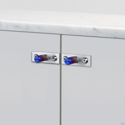 Pomo para mueble con arandela Placa Lineal 12 Acero Acero Quemado (juego)
