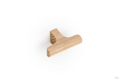 Perilla para muebles T-Bar de madera Hinoki de 60 mm, de madera de roble sin barnizar