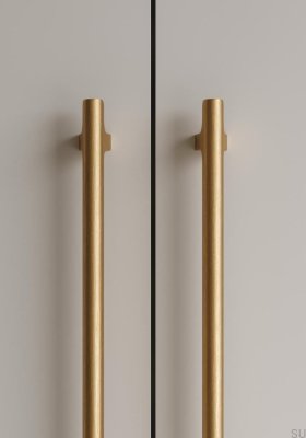Tirador alargado para muebles Hinoki Big 416 de aluminio cepillado dorado con acabado Cava