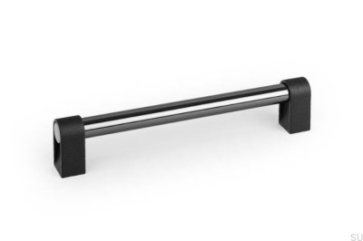 Tirador alargado para muebles Casey 192 de aluminio y titanio negro pulido