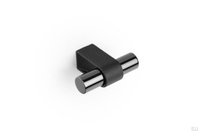 Perilla para muebles T-Bar Casey 60 de aluminio y titanio negro pulido