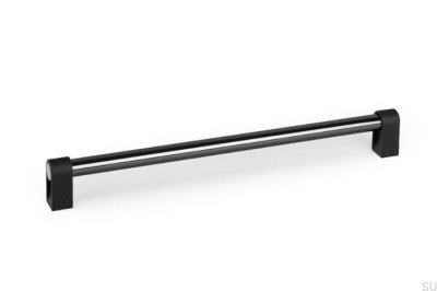 Tirador alargado para muebles Casey 320 de aluminio y titanio pulido en negro