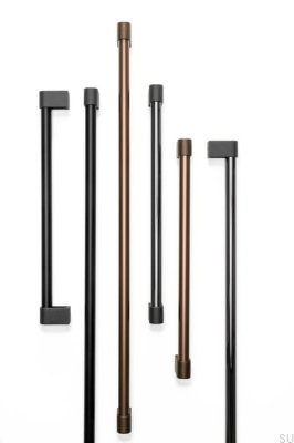 Tirador alargado para muebles de doble cara Casey Big 736, aluminio, negro mate