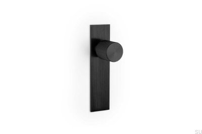 Pomo para mueble con arandela Arpa Plate Aluminio Negro Cepillado