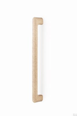 Tirador para muebles alargado de madera de roble sin barnizar Luv Wood Big 384 de un solo lado