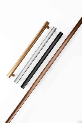 Tirador alargado para muebles Moon Big 384 de aluminio y bronce cepillado de doble cara