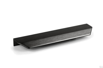 Tirador para muebles Vann 200 de aluminio con borde de titanio negro 