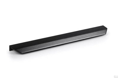 Tirador para muebles Vann 350 de aluminio con borde de titanio negro 