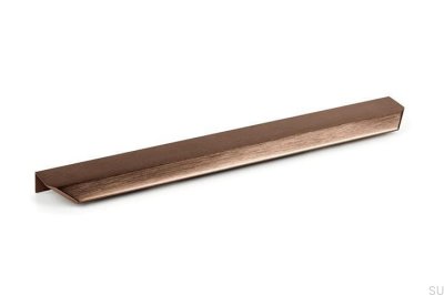 Tirador para muebles Vann 350 de aluminio y bronce con borde cepillado