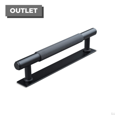 Tirador para mueble rectangular Salo Stripe 128, metal, negro mate