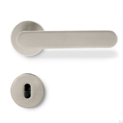 Manija de puerta lisa Vibe de aluminio cepillado plateado