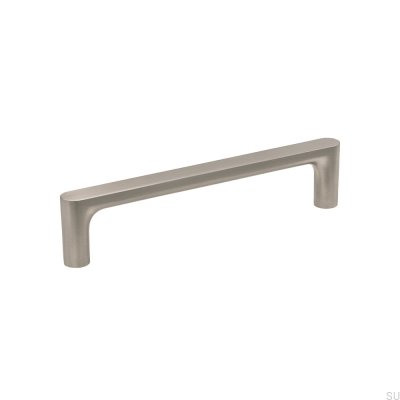 Tirador alargado para muebles de metal Vibe Plain 128, color plateado cepillado