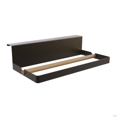 Portarrollos de papel higiénico Systema 300 de aluminio con madera, color negro mate