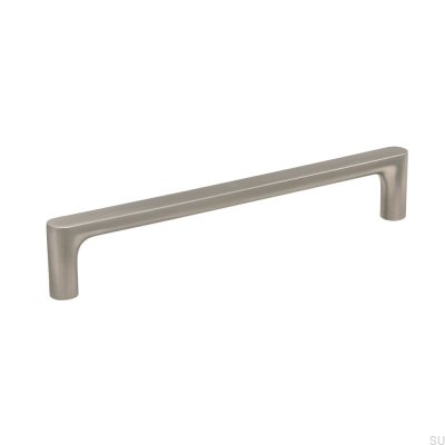 Tirador alargado para muebles de metal Vibe Plain 160, color plateado cepillado